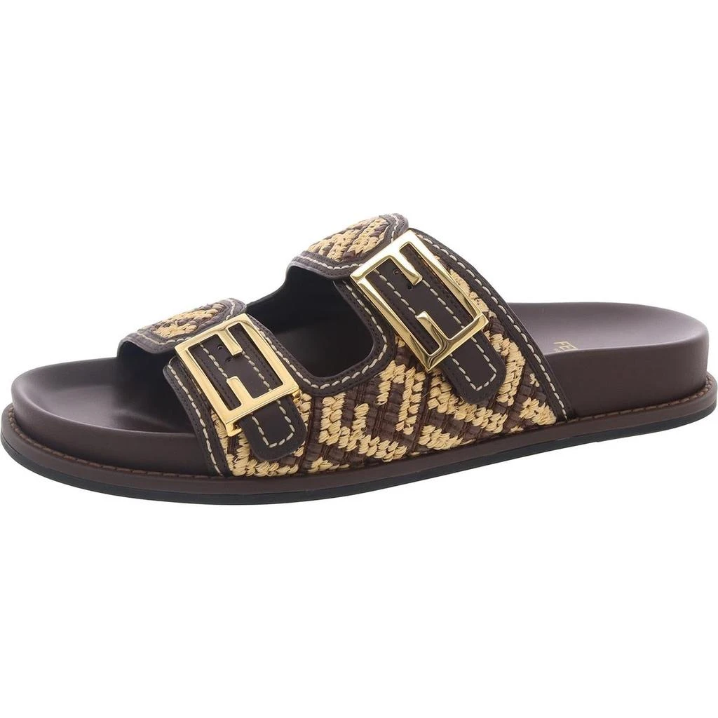 Fendi PF24 Feel Womens Buckle Leather Slide Sandals 1