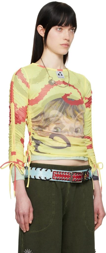 CHOPOVA LOWENA Green & Yellow Sam Cat Ballast Long Sleeve T-shirt 2