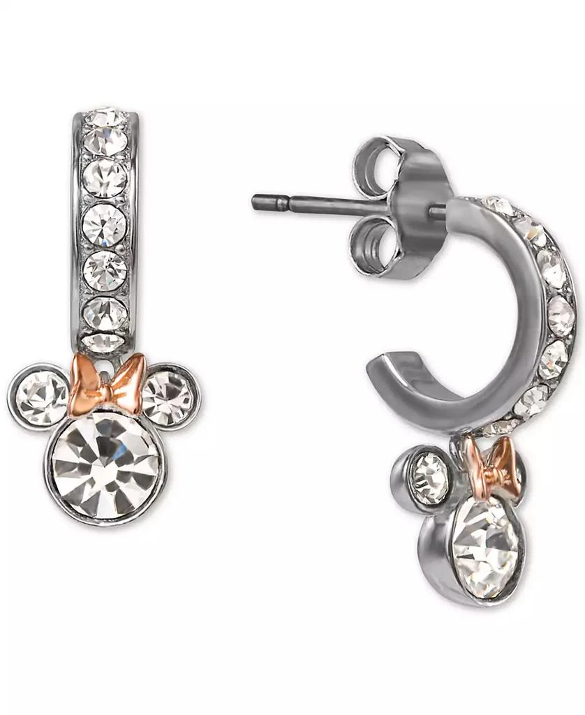 Disney Crystal Minnie Mouse Dangle Hoop Earrings in Sterling Silver & 18k Rose Gold-Plate 1