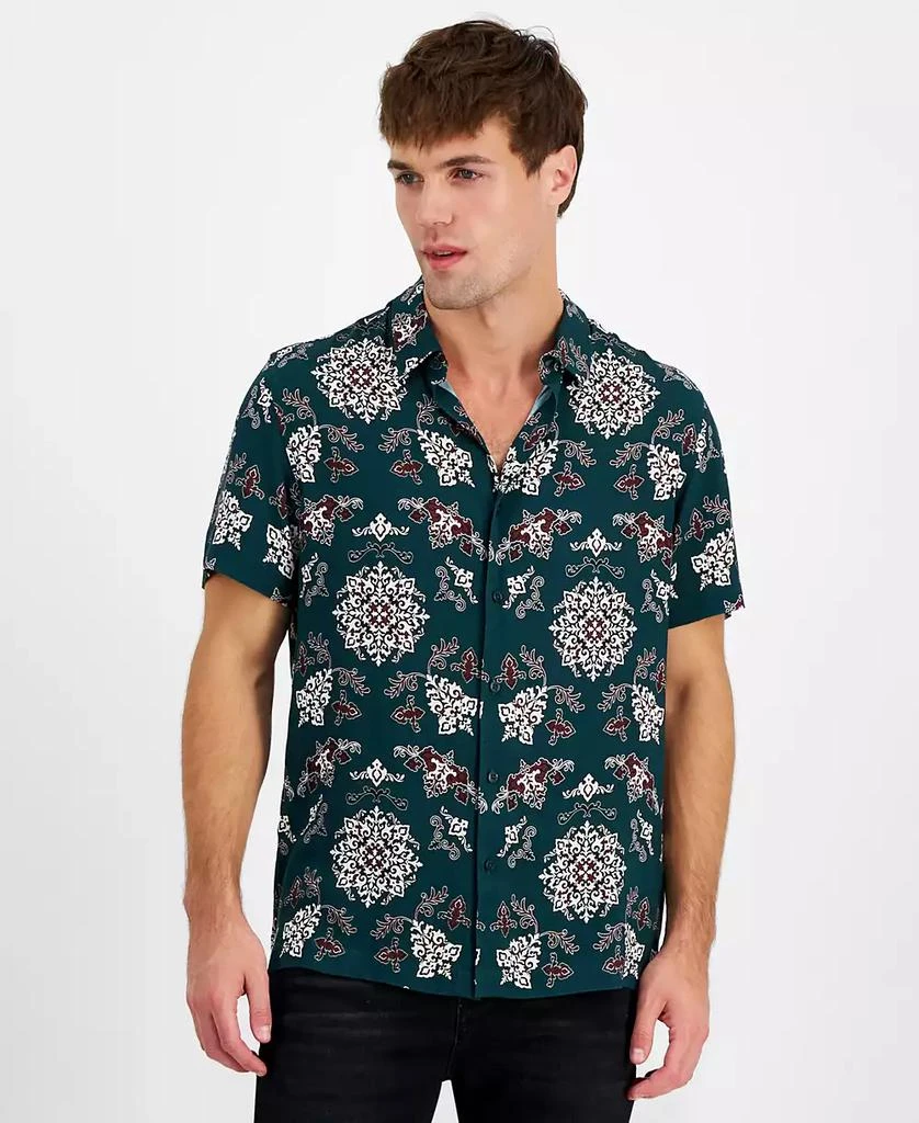 GUESS Men's Paisley-Print Short-Sleeve Shirt 1