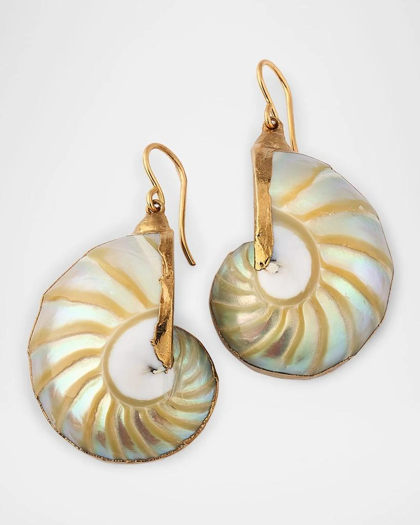 Devon Leigh White Ammonite in Gold Foil Earrings 1