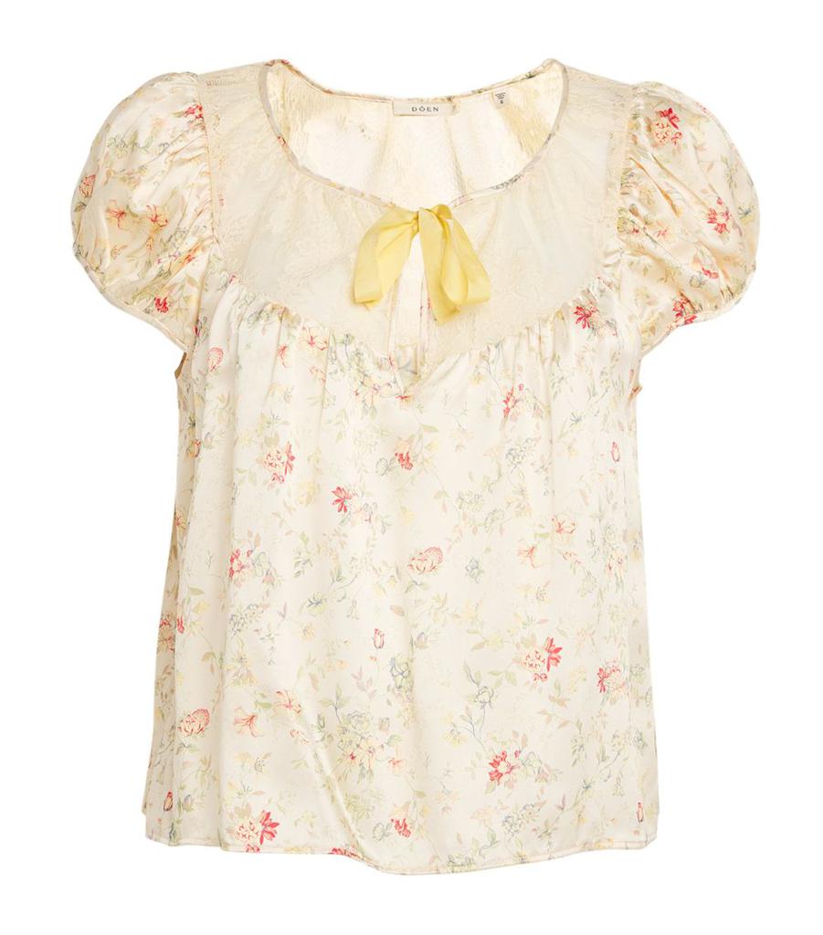 DÔEN Silk Flowering Meadow Print Camri Blouse