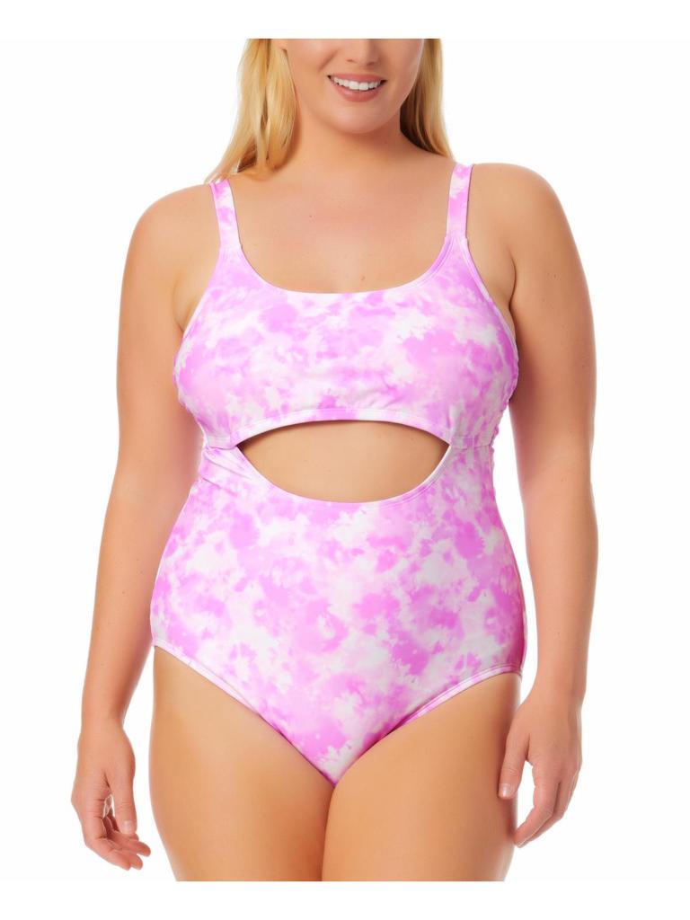 California Waves Plus Womens Tie-Dye Cut-Out One-Piece Swimsuit