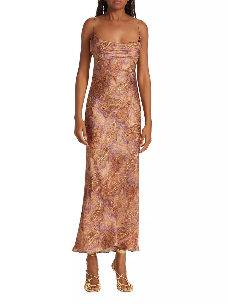 Adriana Iglesias Jana Paisley Silk Slip Dress