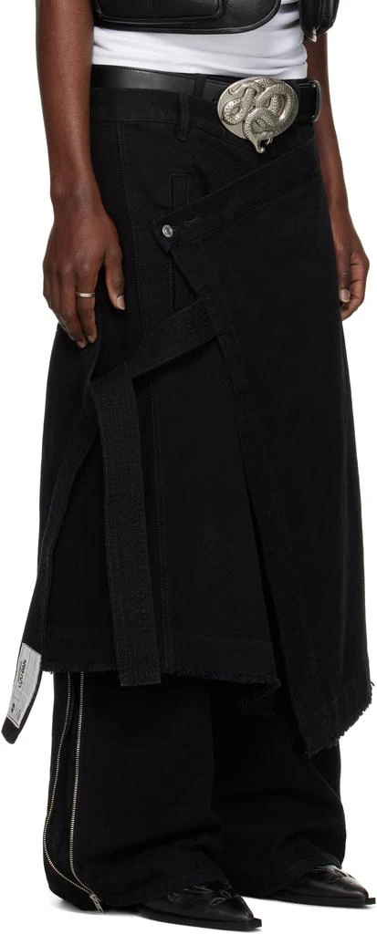LU'U DAN Black Apron Denim Skirt 2