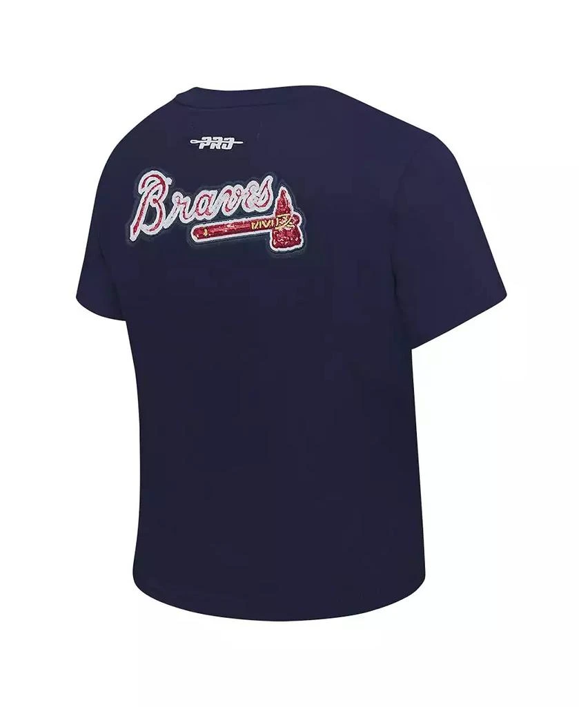 Pro Standard Women's Navy Atlanta Braves Game Day Classics Baby Doll Cropped T-Shirt 4