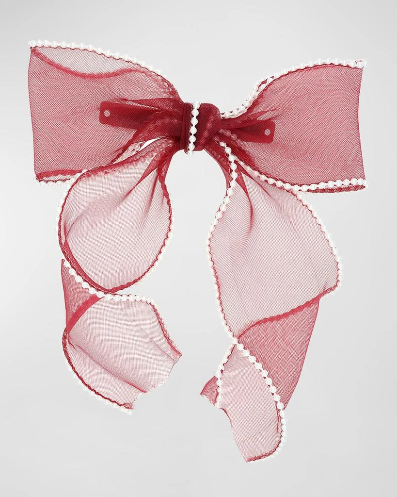 L. Erickson Ruby Sheer Pearly Bow Barrette 1