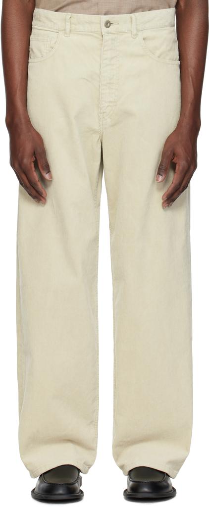 Beige Finx Corduroy Wide 5P Trousers – On Sale Now with Up