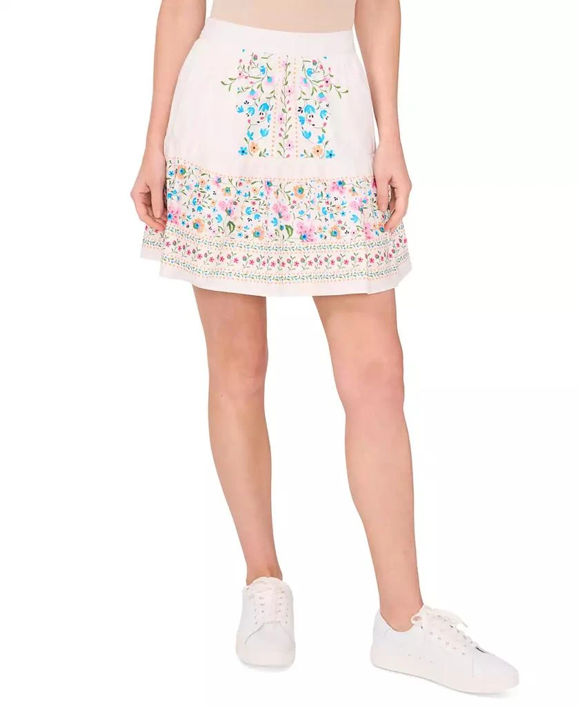 CeCe Women's A-Line Placed Print Ruffle Skirt 1