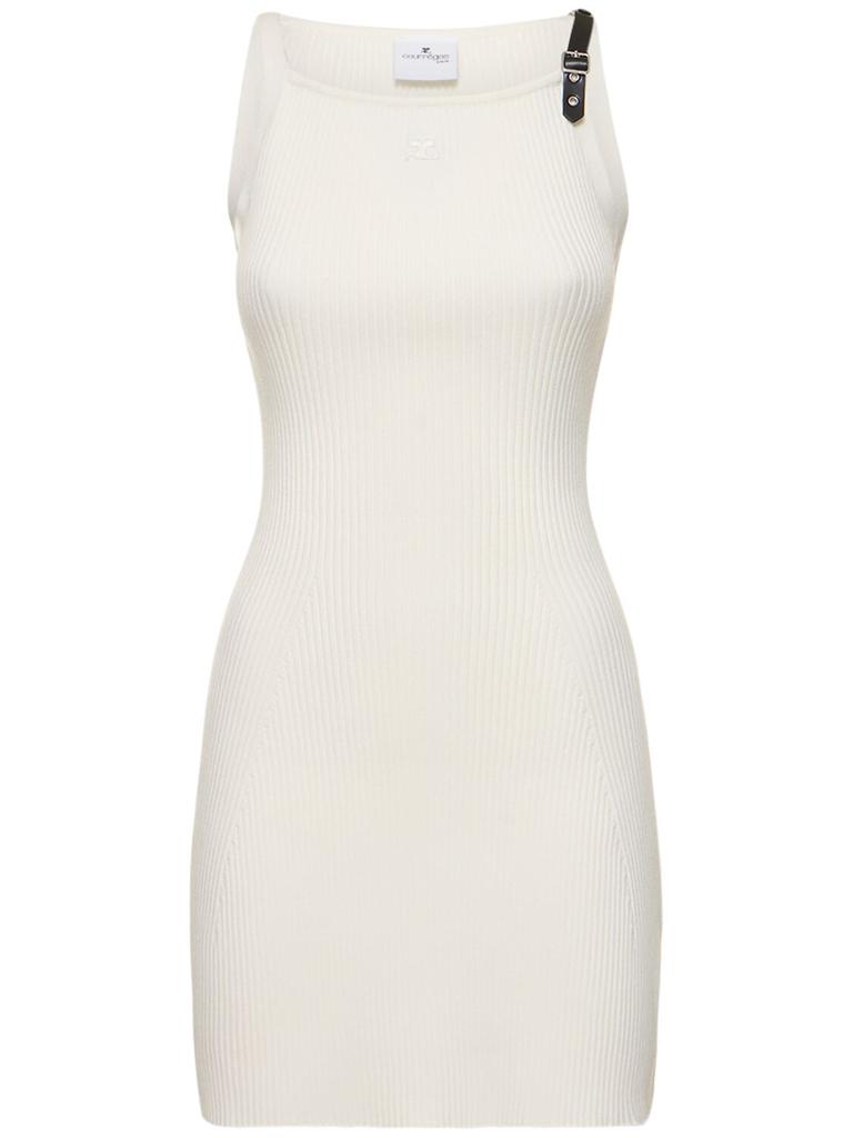 courreges Buckle Contrast Cotton Mini Dress - Dresses