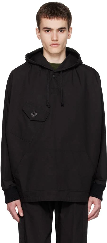 3MAN Black Drawstring Hoodie 1