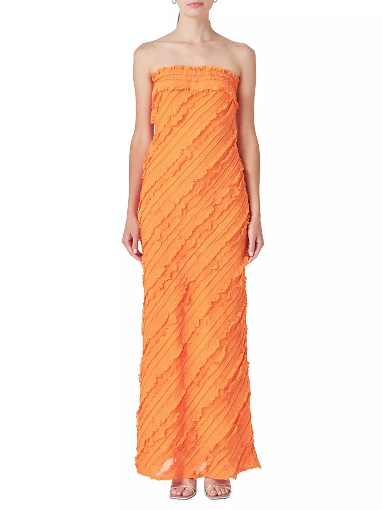 Endless Rose Strapless Ruffled Maxi Dress