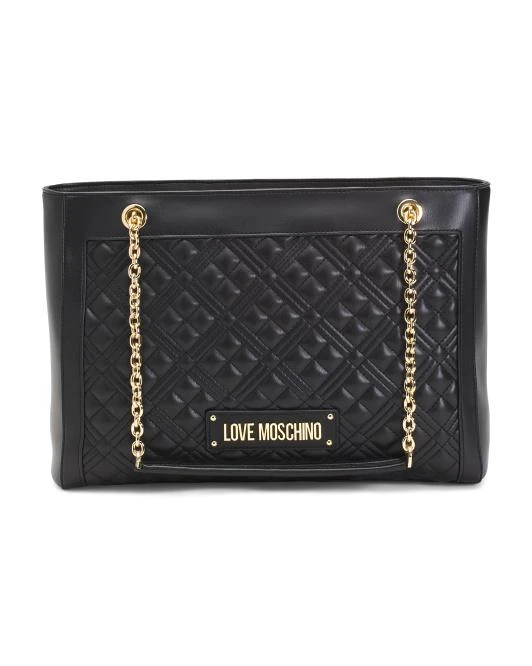 Love Moschino Quilted Tote With Chain Carry Handles