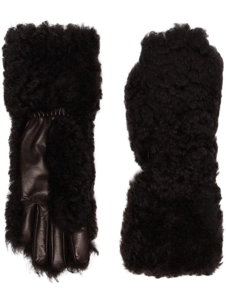 Bottega Veneta shearling leather gloves - women -  -  - Black