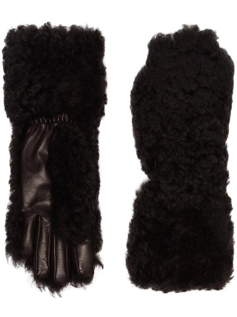 Bottega Veneta shearling leather gloves - women -  -  - Black 1
