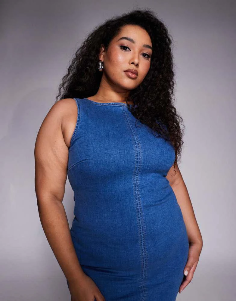 white christmas dresses Plus Size Button Down Denim Dress – 2020AVE main image 1