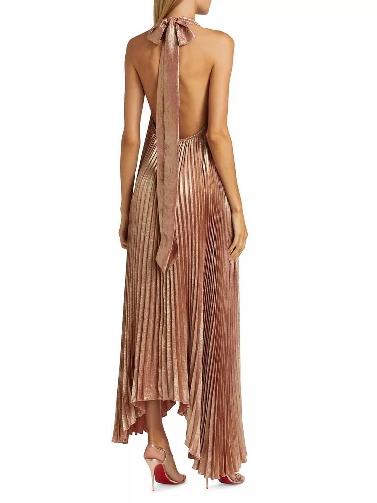 L'Idée La Fete Olympia Metallic Pleated Halterneck Gown 5