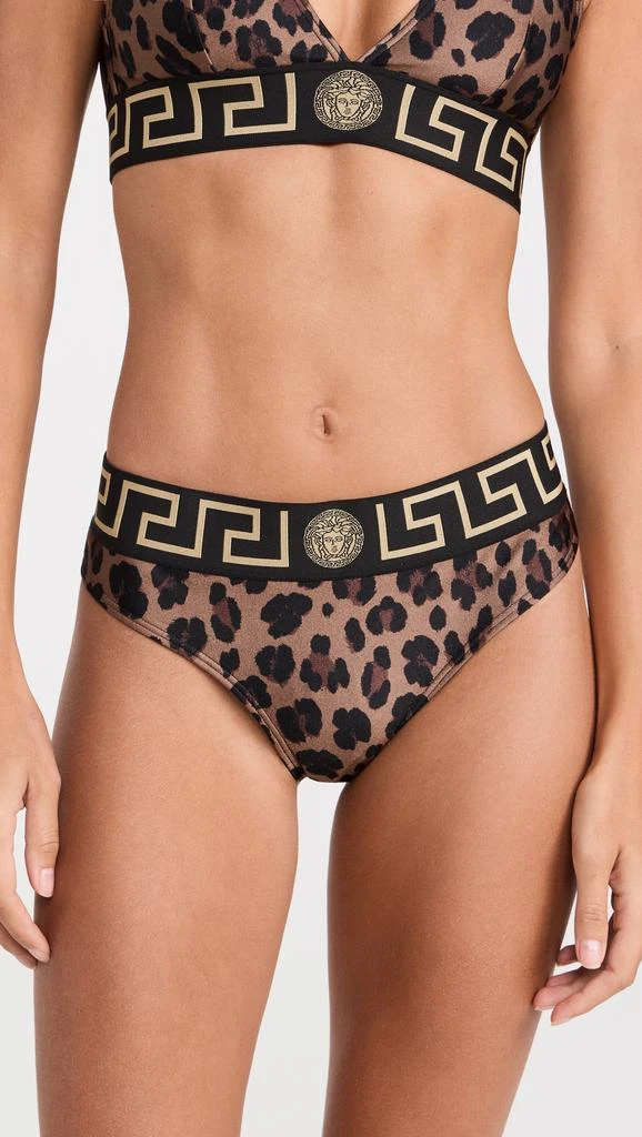 Versace Swim Slip Rodi Lycra Leopard All Over Print Bikini Bottoms 1