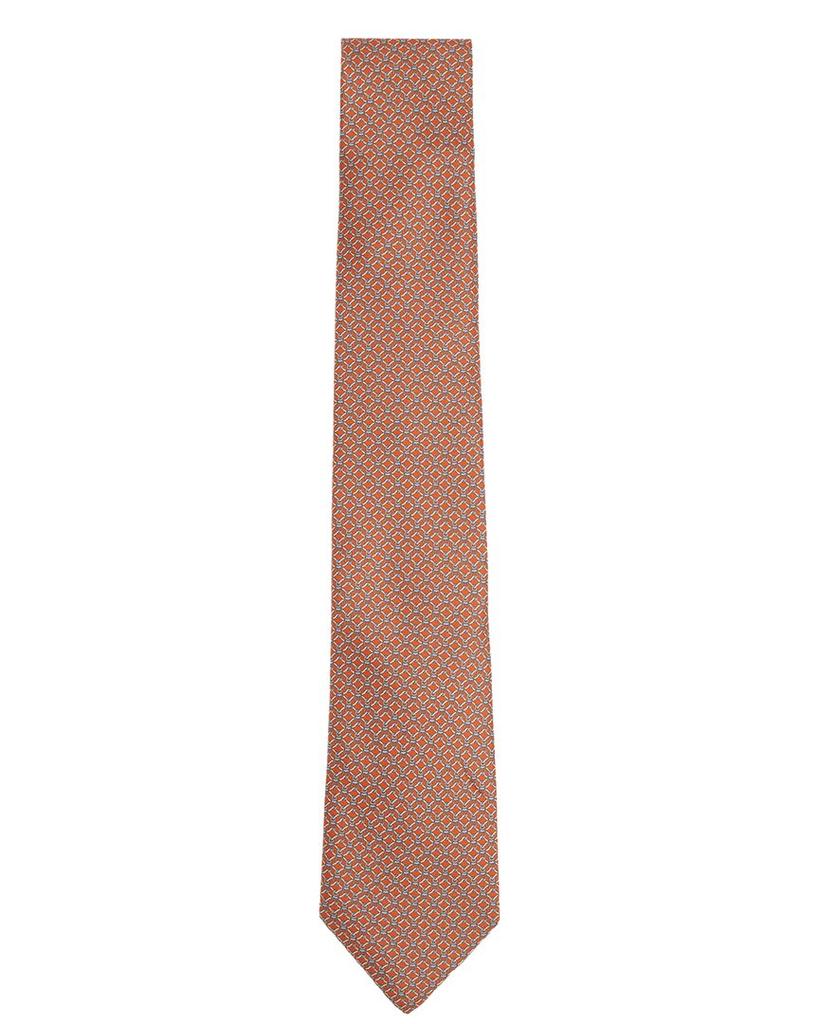 REISS Orta Bright Orange Geo Chain Silk Tie