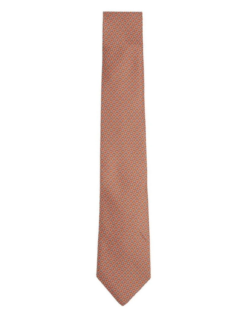 REISS Orta Bright Orange Geo Chain Silk Tie 1