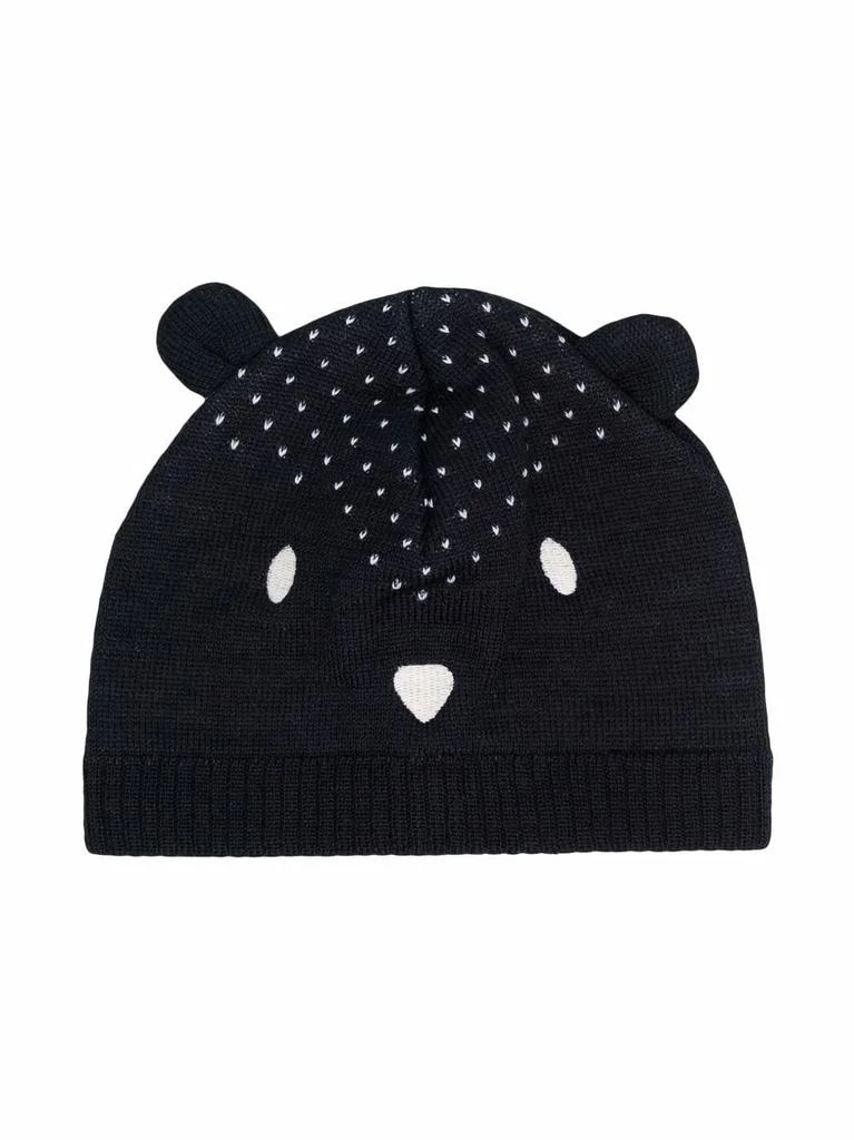 PETIT BATEAU squirrel face-embroidered knitted beanie - kids 1