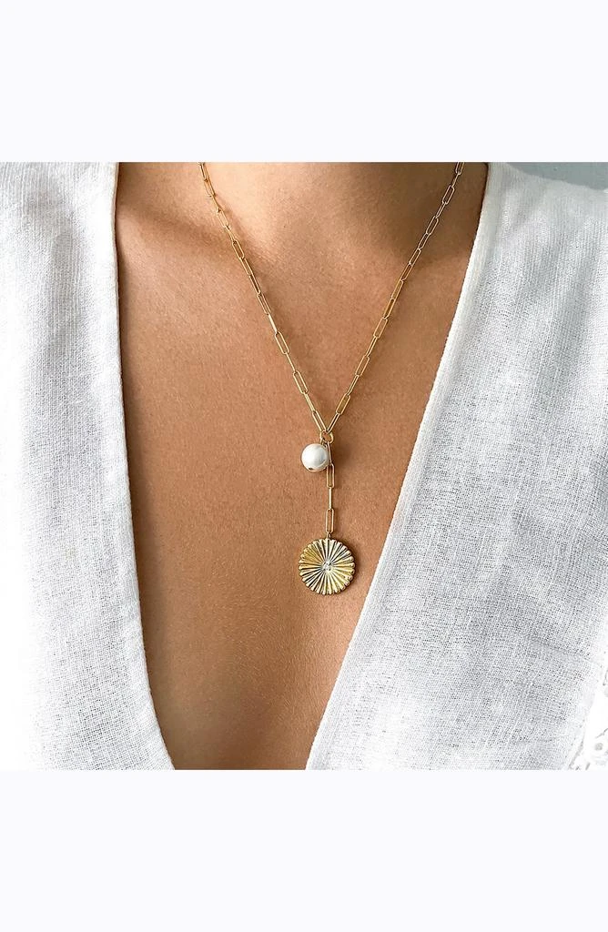 Adornia 14K Yellow Gold Vermeil Pearl Drop Y-Necklace 3