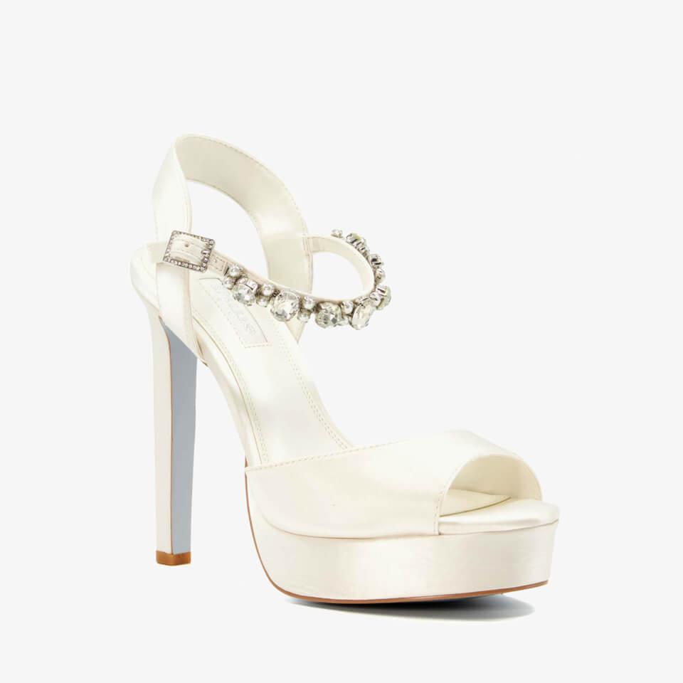 Dune DUNE LONDON MIRACLE EMBELLISHED SATIN HEELED PLATFORM SANDALS