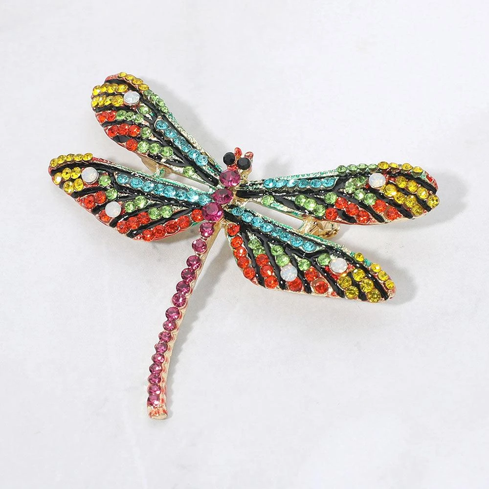 FASHNZFAB Rhinestone Embellished Dragonfly Pin Brooch