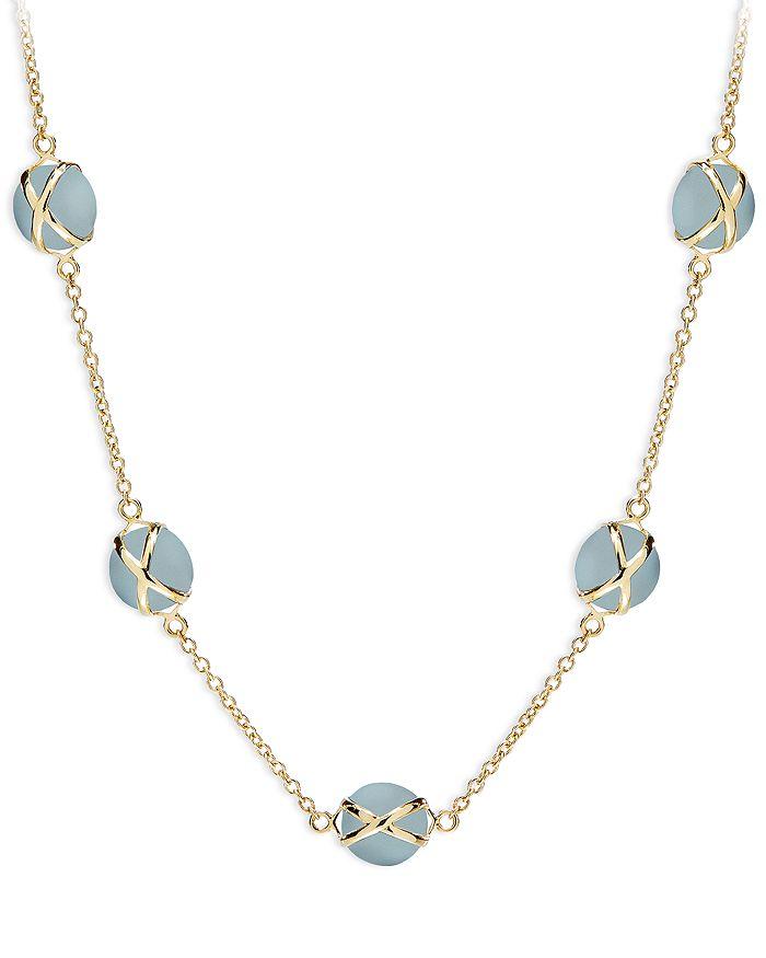 L. Klein 18K Yellow Gold Prisma Aquamarine Crossover Collar Necklace, 16-18"