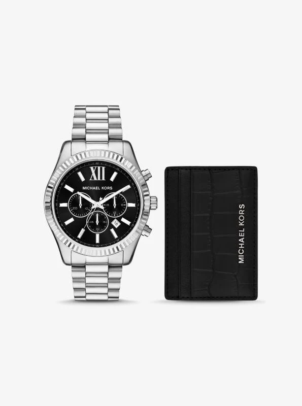 Michael Kors Oversized Lexington Silver-Tone Watch and 