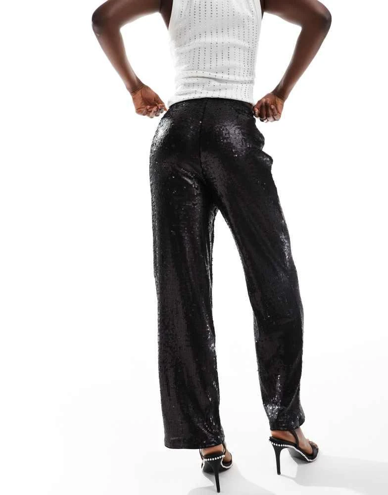 ASOS ASOS DESIGN tailored sequin ankle grazer trousers in black 2