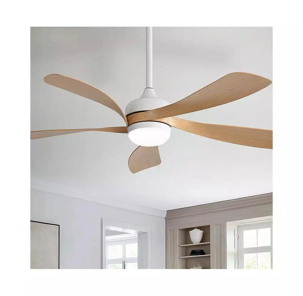 Sofucor 52-inch Modern Smart Standard White 5-Blade Ceiling Fan with Remote Control and LED Light