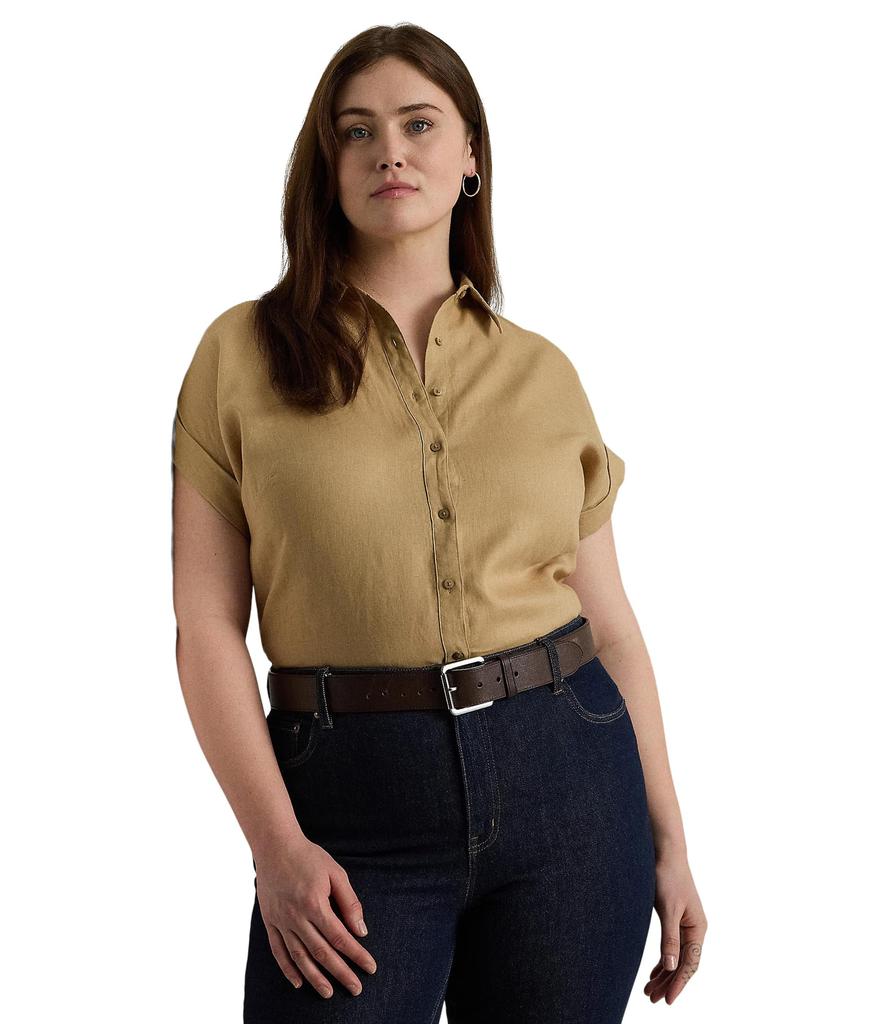 LAUREN Ralph Lauren Plus-Size Linen Dolman-Sleeve Shirt