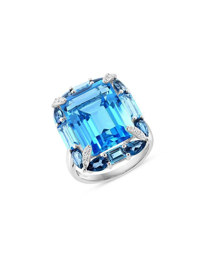Bloomingdale
s Blue Topaz
Diamond Ring in 14K White Gold