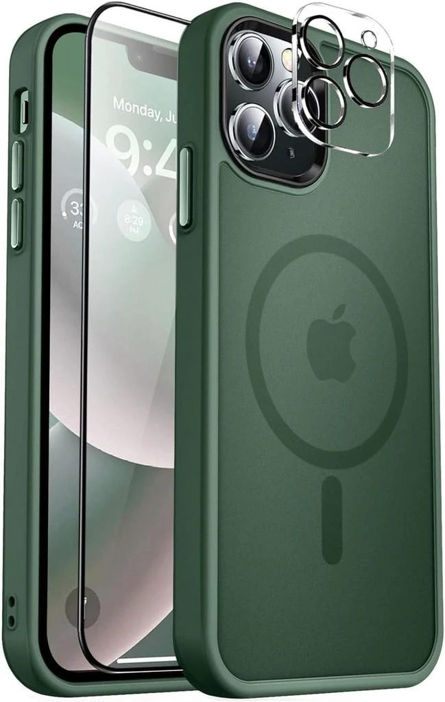 ENTRONIX Entronix Bundle Compatible with iPhone 14 Pro - [Magnetic] Translucent Matte Case, 1 Screen Protector & 1 Camera Lens Protector