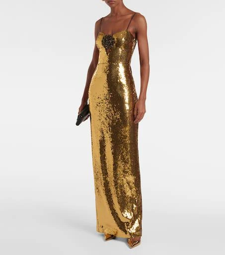 REBECCA VALLANCE Gloria sequined floral-appliqué gown 2