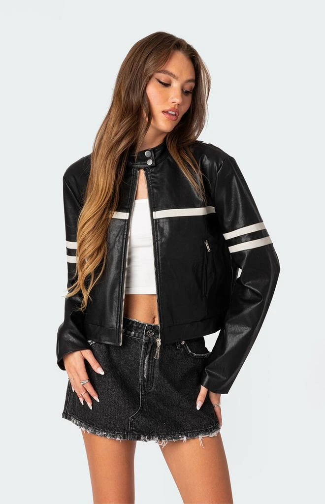 Edikted Rockstar Oversized Faux Leather Jacket 3