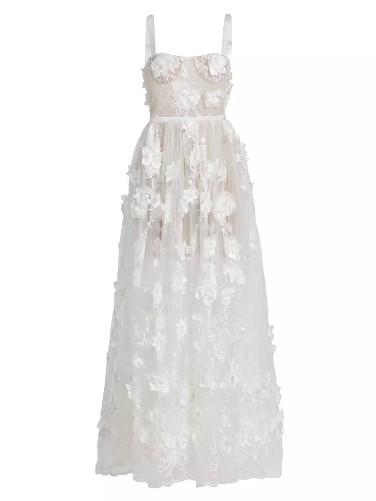 BRONX AND BANCO Anastasia Floral Appliqué Gown
