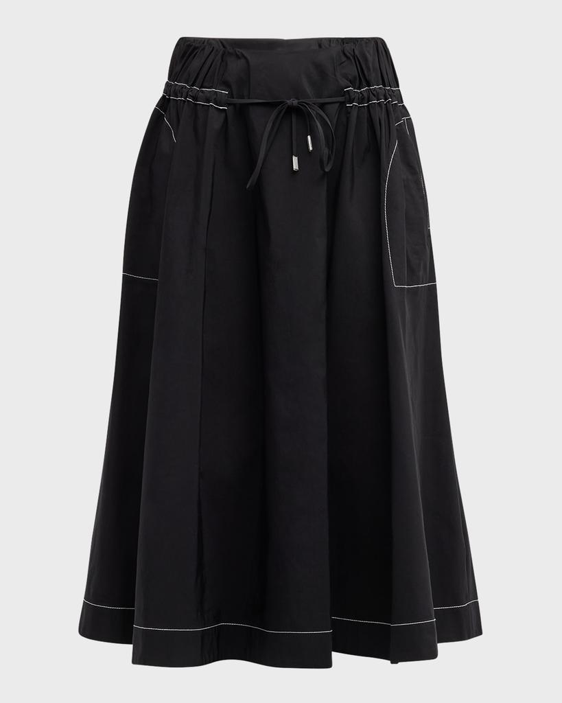 SIMKHAI Tona Drawstring Topstitched Midi Skirt