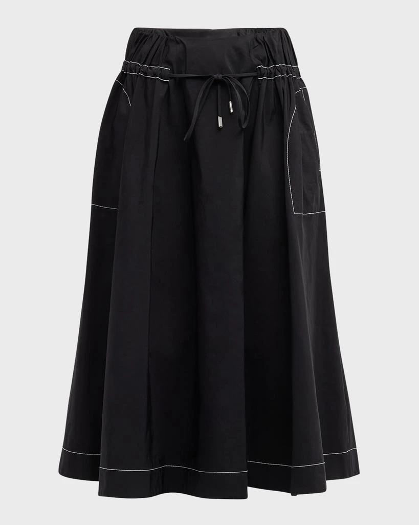 SIMKHAI Tona Drawstring Topstitched Midi Skirt 1