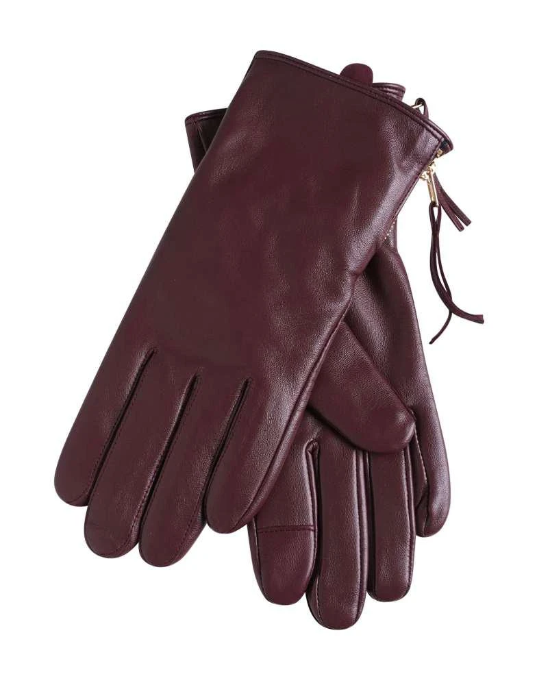 Barneys Originals Barneys Originals leather gloves in burgundy 1