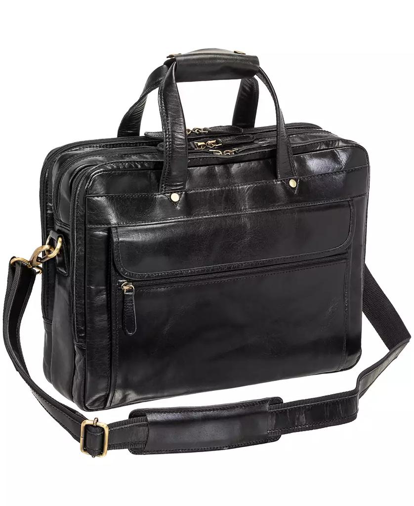 Mancini Leather Goods Men's Triple Compartment Briefcase