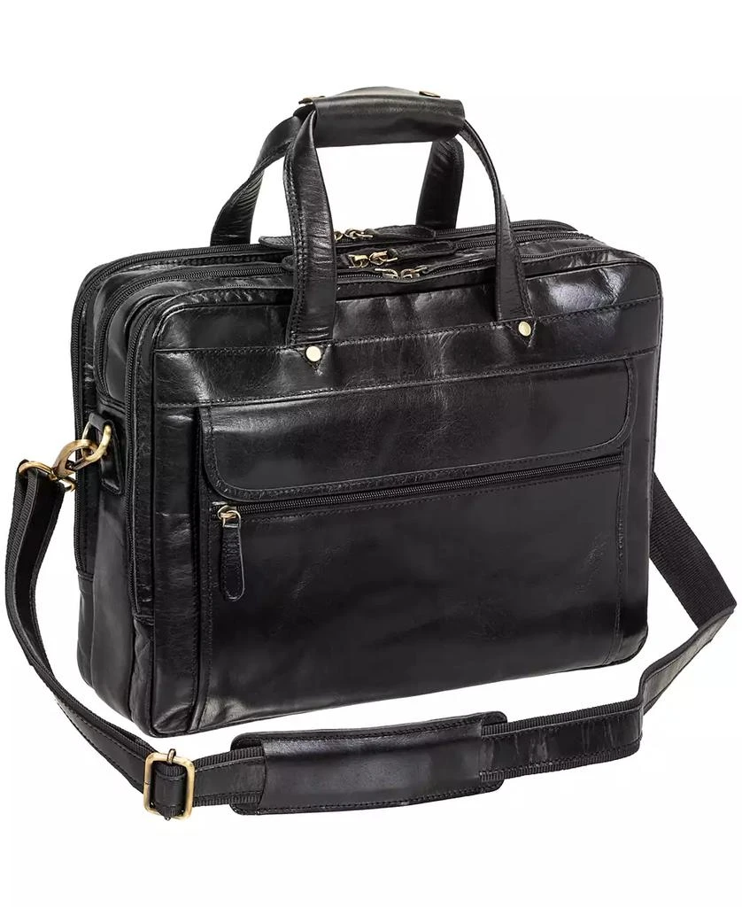Mancini Leather Goods Men's Triple Compartment Briefcase 2