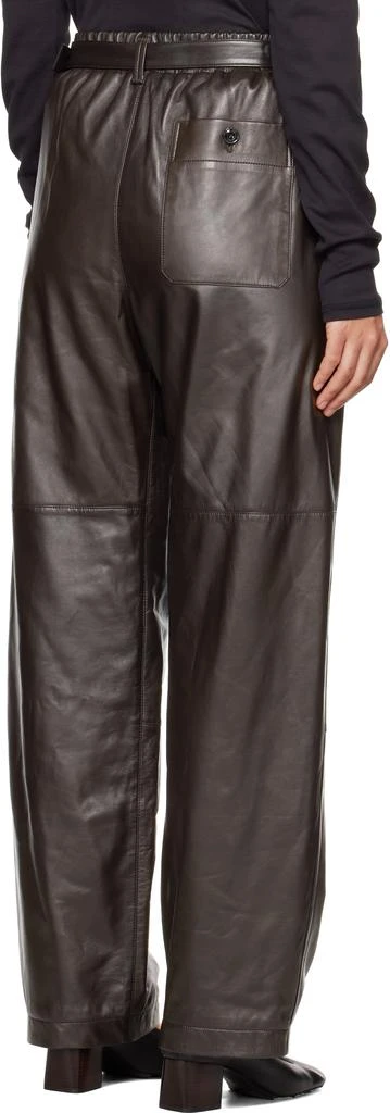 Lemaire Black Drawstring Parachute Leather Pants 3
