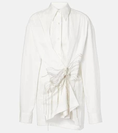 Dries Van Noten Embellished gathered cotton blouse 1