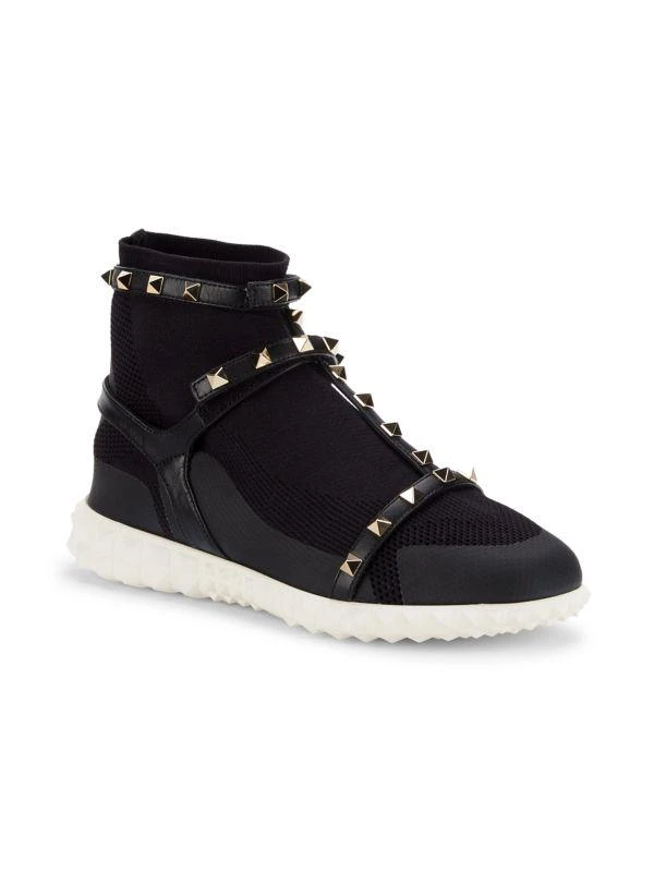 Valentino Rockstud High Top Mesh & Leather Sneakers 2
