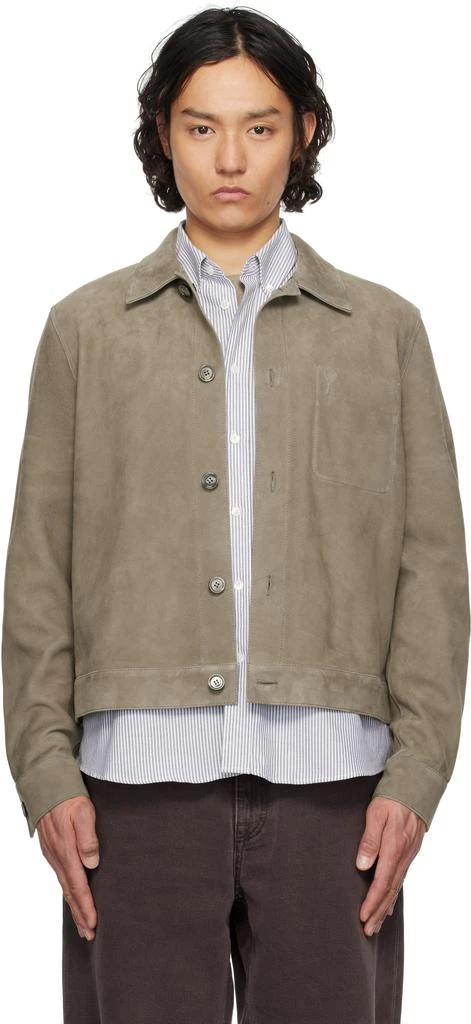 AMI Taupe Buttoned Suede Jacket 1