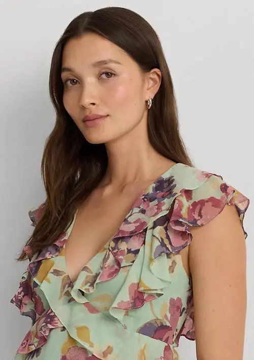 Ralph Lauren Ralph Lauren Petite Floral Ruffle Trim Georgette Dress 4