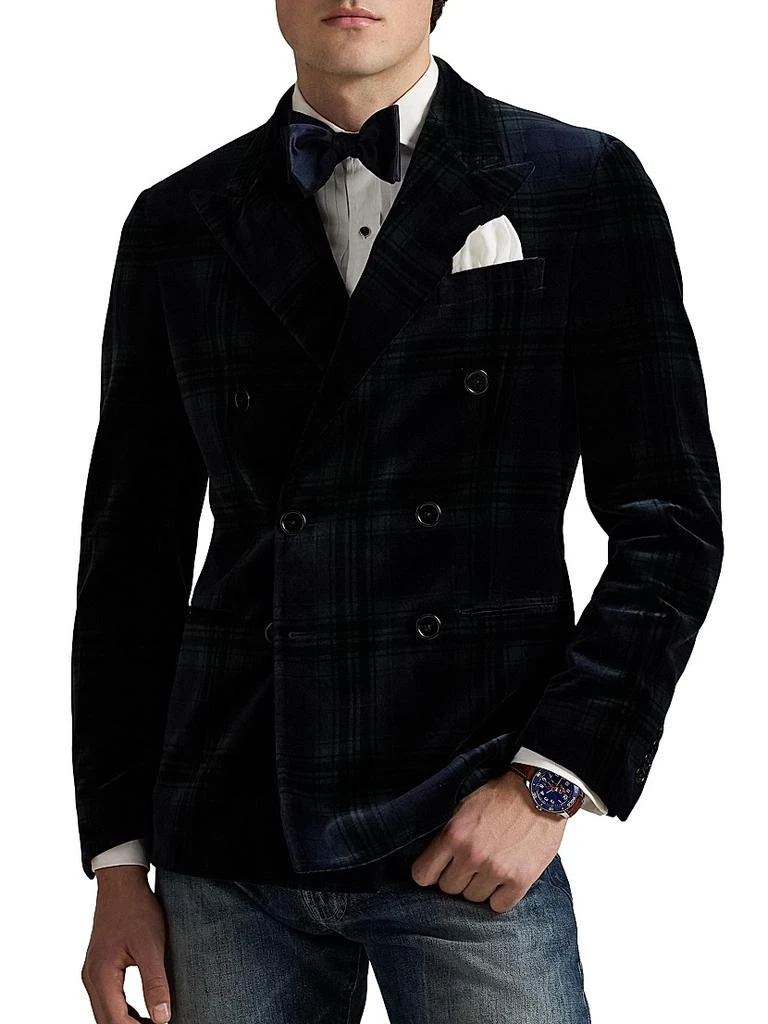 Ralph Lauren Double-Breasted Velvet Plaid Polo Jacket 3