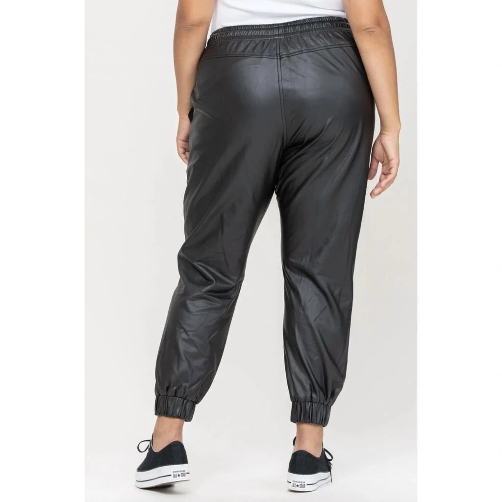 CELLO Faux Leather Joggers (Plus) In Black 3